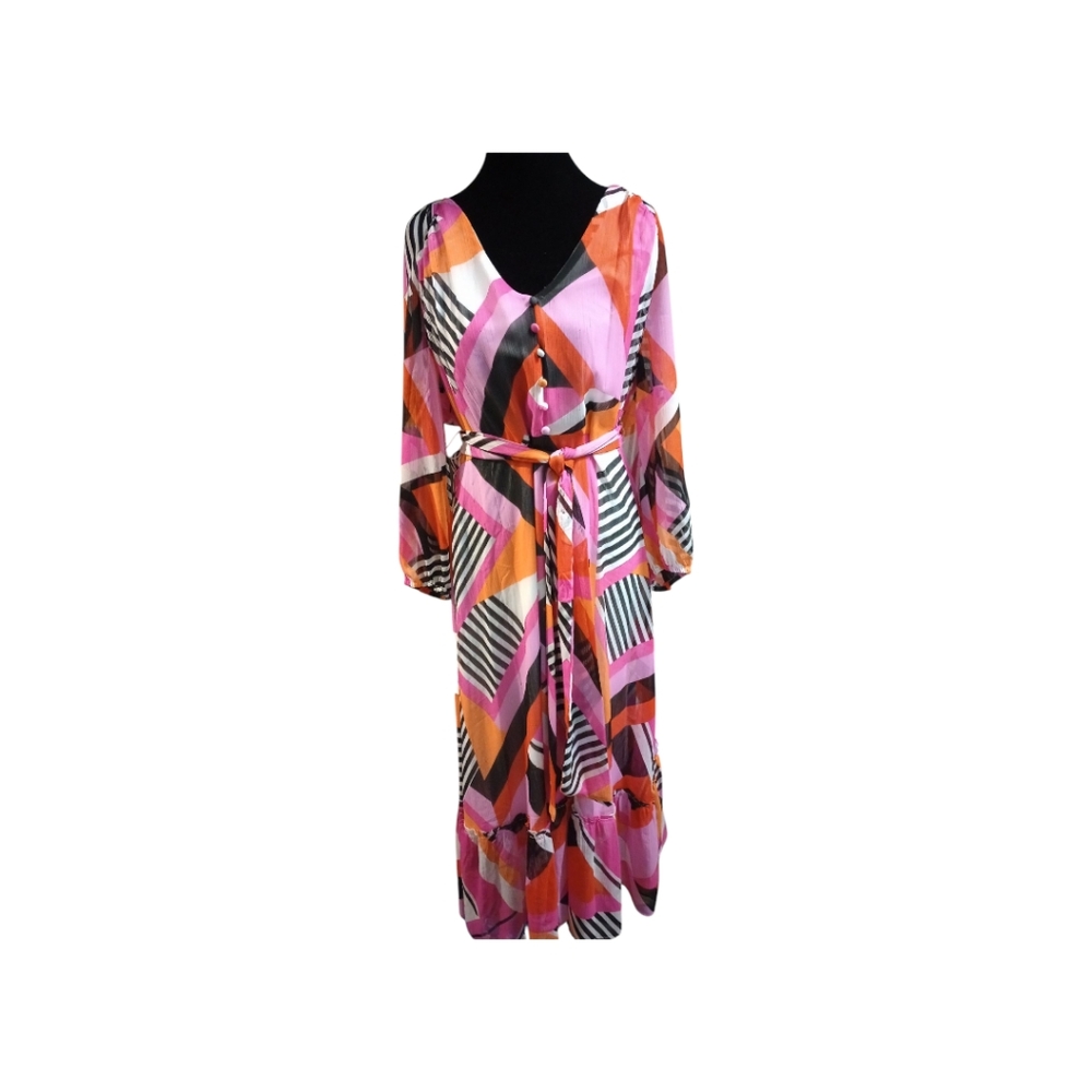 La Nouvelle Rena Issance Vibrant Multicolor Geometric Dress, Size 14, NWT